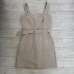 Bershka ノースリーブ ベルト付きワンピース ベージュ XSのサムネイル