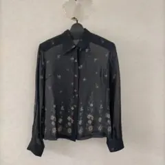 最終お値下げ★レストローズ★美品❢花柄シースルー長袖シャツ 黒のサムネイル