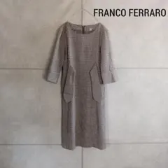 FRANCO FERRARO 七分袖　千鳥柄ワンピース　日本製　X1787のサムネイル