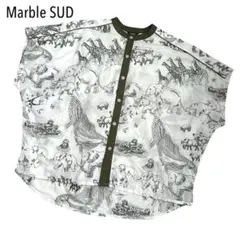 Marble SUD 動物 アニマル柄 総刺繍 ブラウス 半袖シャツ ホワイトのサムネイル