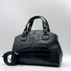 美品 Cole Haan 2way クロコダイル トートバッグ ブラック h16のサムネイル