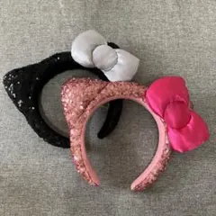 キティのカチューシャ2個セット USJ (ピンク、黒)