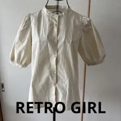RETRO GIRL バンドカラー パフスリーブ ブラウス 半袖のサムネイル
