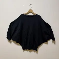 ネイビー ドルマンスリーブ 七分袖ニット