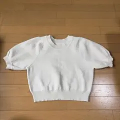 パフスリーブ 半袖 ニット ホワイトのサムネイル