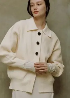 【サステナブル】ポロニットリラックスカーディガン