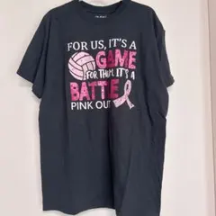GILDAN バレーボール Tシャツ 【L】海外古着 プラック ピンクロゴ