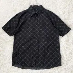 【廃盤】バーバリーブラックレーベル モノグラム 半袖シャツ エンブレム 黒 L