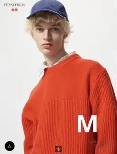 ユニクロ　JW ANDERSON リブクルーネックセーター M オレンジ