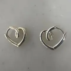 未使用　ハート　ピアス　シルバー925 フープ