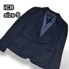 アイシービー テーラードジャケット ウール混 日本製 黒【M相当】通年 ビジネス