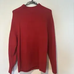 UNIQLOリブ モックネックニット セーター ウール L赤