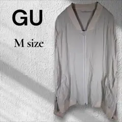 ✨️ジーユー✨️GU レーヨンジップアップブルゾン M ベージュ 薄手 シアーのサムネイル