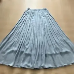 ライトグレー プリーツスカート ロング丈