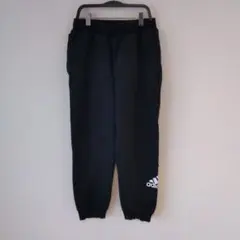 ★【古着】adidas(アディダス)　スウェットパンツ　160　黒　腰紐付き