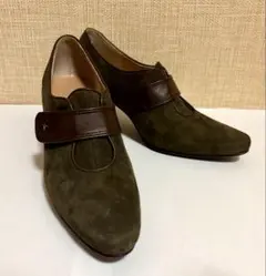 美品　トラサルディ　オリーブ（ブラウン）スエード ブーティ