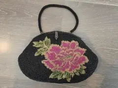 アンティーク調ビーズ刺繍 花柄ハンドバッグ パーティーバッグ