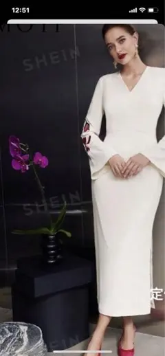 超‼︎超お得商品‼︎セクシーで大人可愛い刺繍ロングワンピースドレス Ｌ相当・美品・のサムネイル