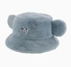 ミッキー　ファー　バケハ《ブルー》もこもこファンキャップ　ディズニーシー