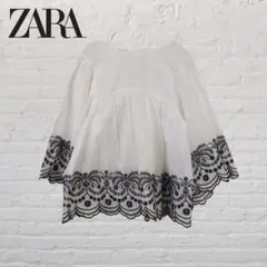 ZARA 刺繍ブラウス 白 2WAY ボリューム袖 春夏