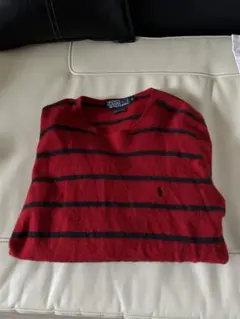 Polo by Ralph Lauren 赤黒ストライプセーター M