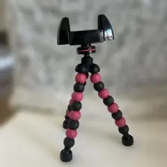 フレキシブル三脚 スマホスタンド ブラック ピンクのサムネイル