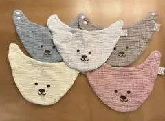 美品[MOMSMENU] ベビースタイ 5枚セット 天然素材 綿100%