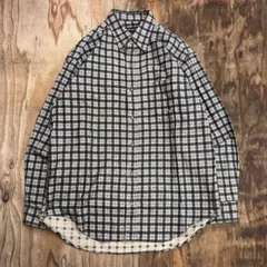 90s UNIQLO プリントネルシャツ ブルーグレー グランジ VINTAGE