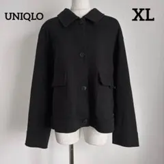 E743 ユニクロ コットン混 ショートジャケット ブルゾン アウター黒（XL）のサムネイル