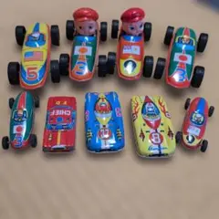 美品ヴィンテージ ブリキ製 ミニカー 9台セット　ブリキオモチャ　ブリキロボット