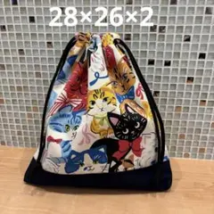 お着替え袋　体操服袋　上履き入　上靴袋　ハンドメイド　女の子　男の子　猫