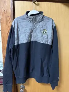 Champion ハーフジップ スウェット XL 刺繍ロゴ 古着 グレーブラック