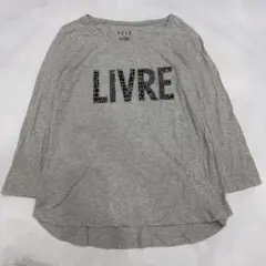 ELLE ロゴTシャツ 七分袖 グレー カットソー 大人カジュアル 春秋