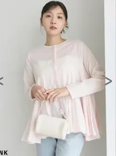 MAAYA DESIGN フレアシルエット長袖シャツ ピンク　シアーブラウスのサムネイル