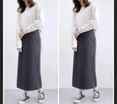 ユニクロ　ストレッチダブルフェイスナロースカート