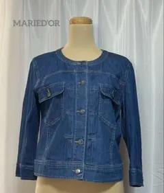 【美品】MARIED’OR ノーカラー デニムジャケット 七分袖 春 マリドール