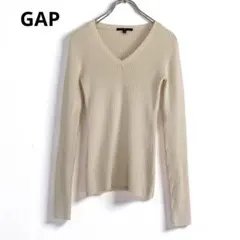【美品】GAP ギャップ Vネック リブニット カットソー アイボリー S