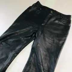未使用級　リーブス　ストロベリー　レザーパンツ 牛革　シボ革　本革　肉厚　重厚のサムネイル