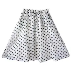 ドット柄 ハイウエスト Aライン 着痩せ ロングスカート レディース オシャレ