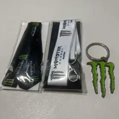 モンスターエナジー ネックストラップ 2本セット（黒・白） キーホルダー