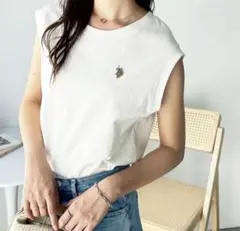 U.S. POLO ASSN. ホワイト ノースリーブ Tシャツ M