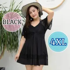 【4XL】Brand New Plus Size Black Lace Swimsuit - Body-Shaping Swimsuit for Women
