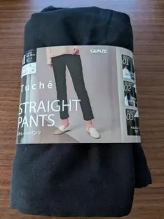 GUNZE Tuche ストレートパンツ ツイルストレッチ Ｍ ブラック