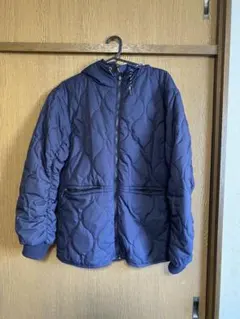 ネイビー フード付き ダウンジャケット【リバーシブル】