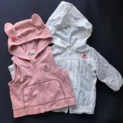 KP KIDS' STUFF パーカー2点セットウサギ耳付きベスト薄手パーカー