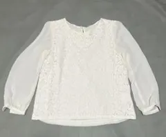 NATURAL BEAUTY BASIC レースシフォン 長袖トップス 春 白