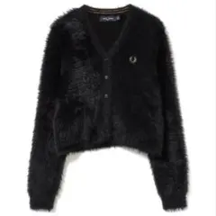 FRED PERRY フレッドペリー　ブラックシャギーカーディガン 黒　タグ付き
