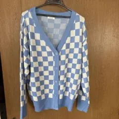 INGNI 水色 チェック柄 Vネック カーディガン❤️