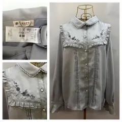 axes femme 薔薇刺繍 長袖ブラウス