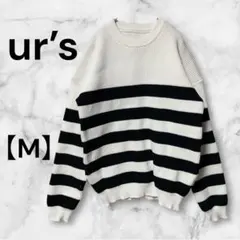 ur’s ユアーズ　ニット　プルオーバー　白黒ボーダー　厚手　M ゆったりニット